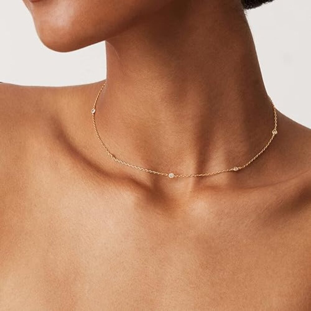 Neiman Marcus 14K Gold Plated Station Necklace